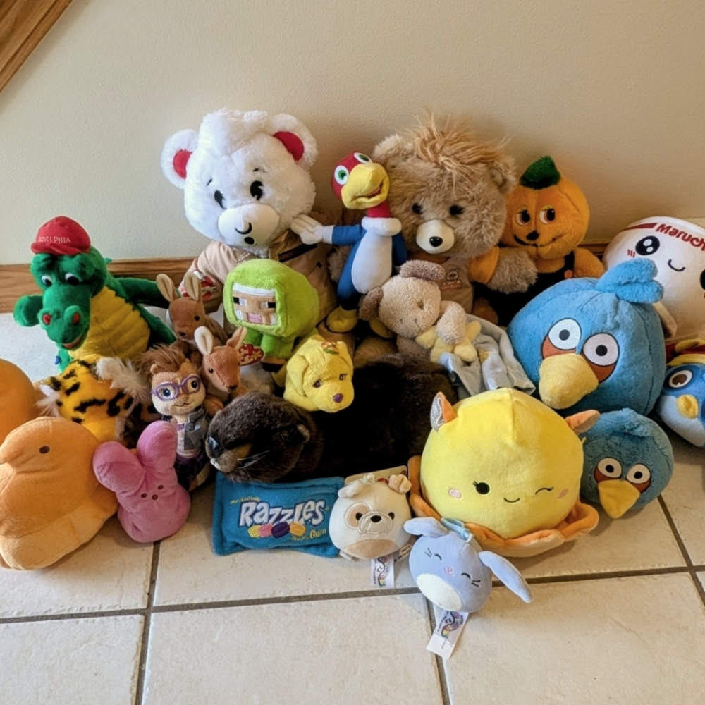 Lot of Branded Plush Stuffed Animals - Squishmallows, Angry Birds, Lisa Frank